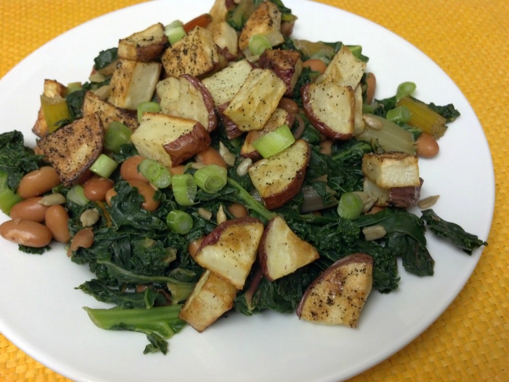 friday favorite greens with beans and potatoes