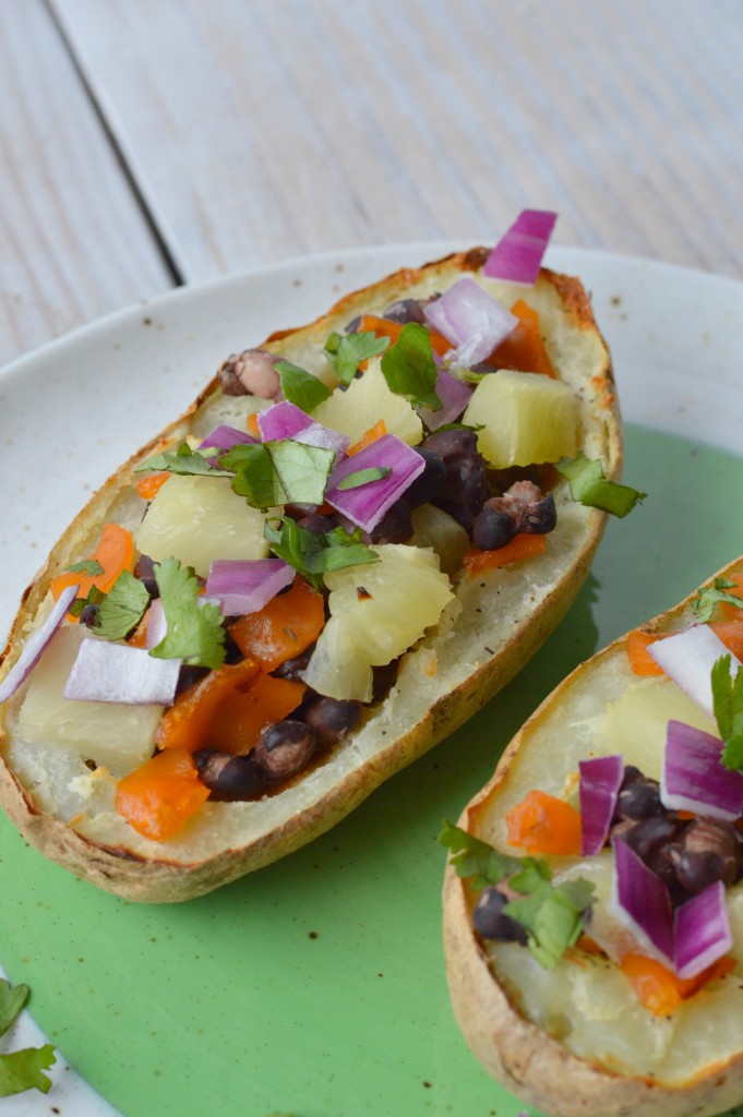 loaded BBQ bean and pineapple potato skins 8