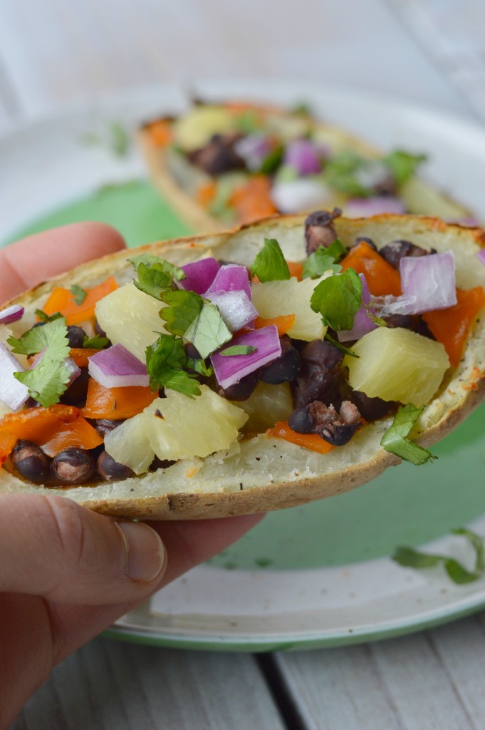 loaded BBQ bean and pineapple potato skins 9