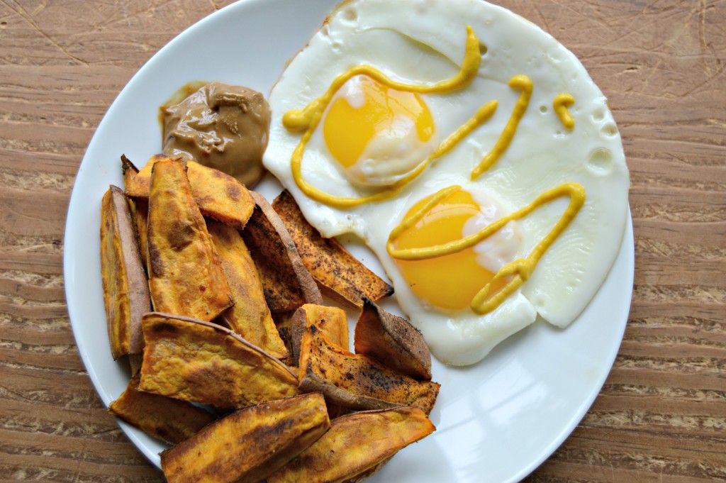 sweet potato fries and eggs