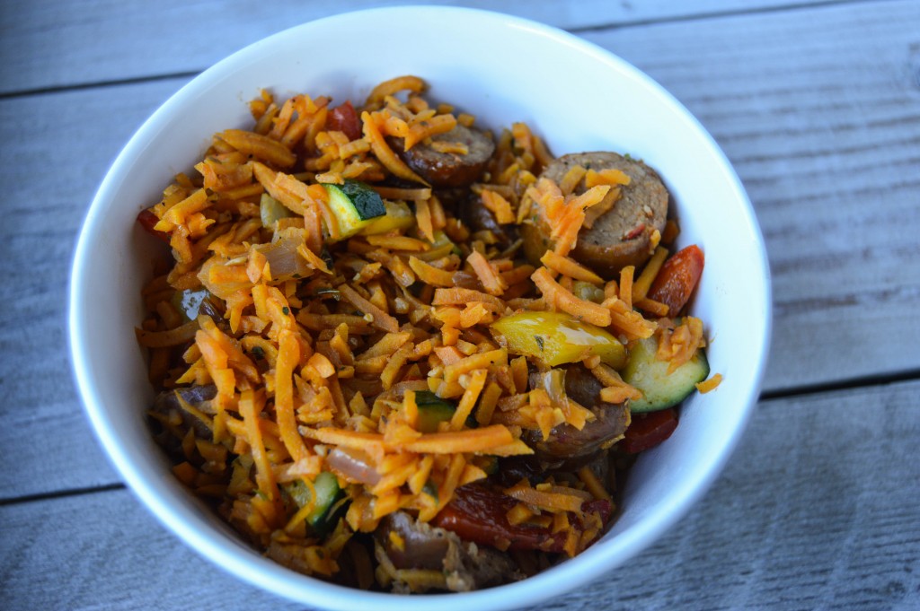 chorizo with peppers and sweet potato dirty rice