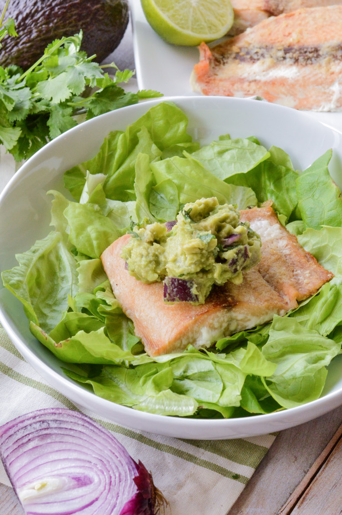 Avocado Lime Baked Salmon with Nightshade-Free Guacamole