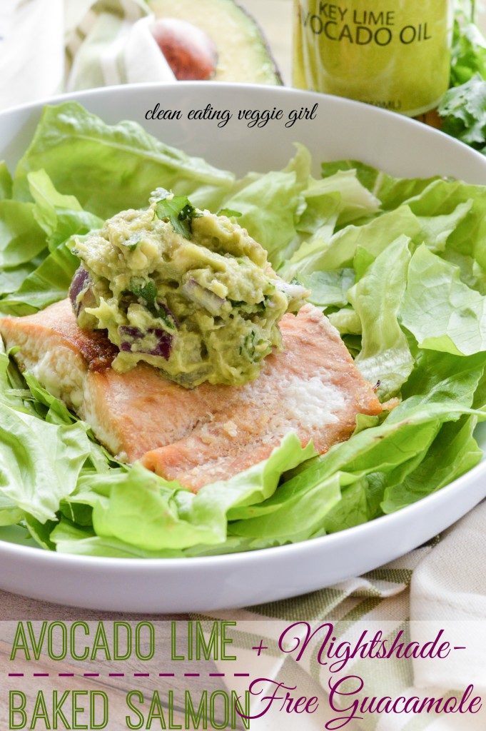 Avocado Lime Baked Salmon + Nightshade-Free Guacamole {AIP Paleo, gluten-free, grain-free, dairy-free} | cleaneatingveggiegirl.com