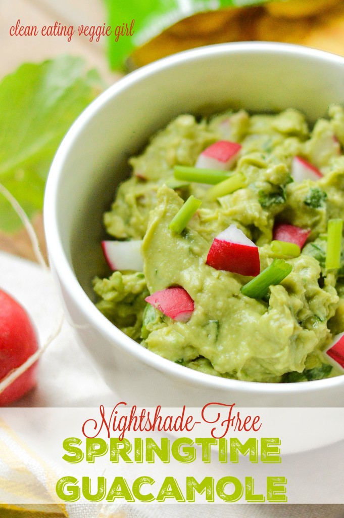 Paleo Nightshade-Free Springtime Guacamole made with green onions and radishes! {AIP Paleo, Gluten-Free, Grain-Free, Dairy-Free, Vegan, Whole 30} | cleaneatingveggiegirl.com