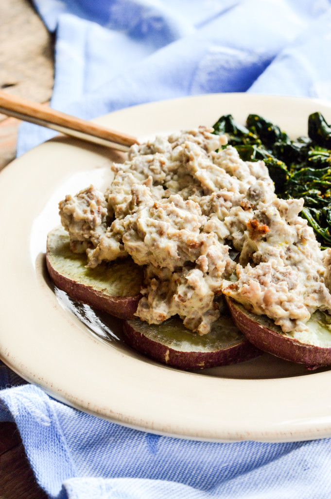 AIP Paleo Sweet Potato Biscuits and Cauliflower Gravy {Gluten-Free, Grain-Free, Dairy-Free, Nightshade-Free} | cleaneatingveggiegirl.com