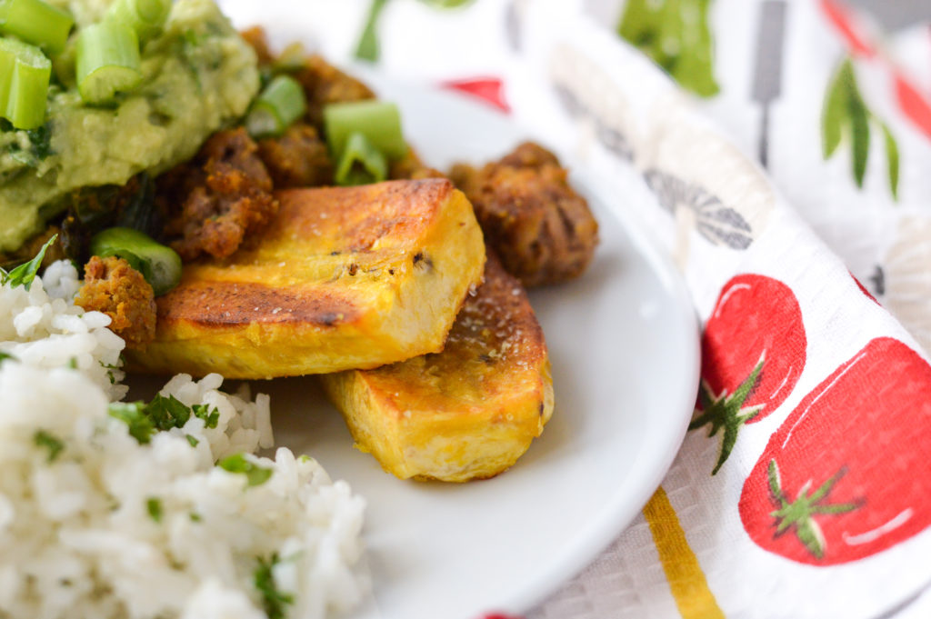 Taco Topped Fried Plantains with Cilantro Lime Rice {Gluten-Free, Dairy-Free, Nightshade-Free} | cleaneatingveggiegirl.com