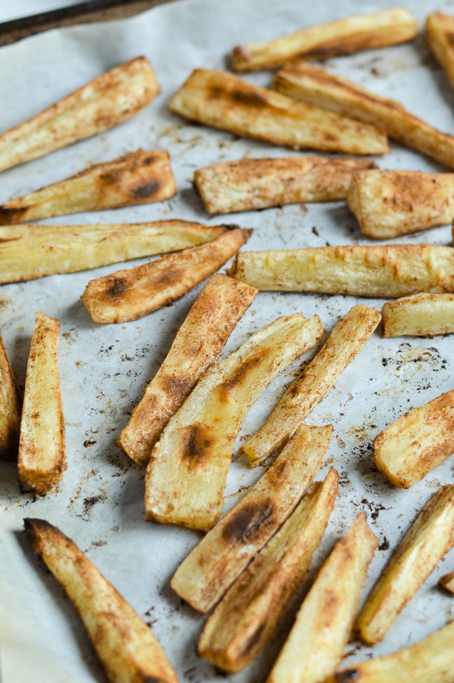 Sweet Cinnamon Parsnip Fries are the perfect side or dessert. Plus, they're AIP Paleo, Vegan, and Gluten-Free! | cleaneatingveggiegirl.com