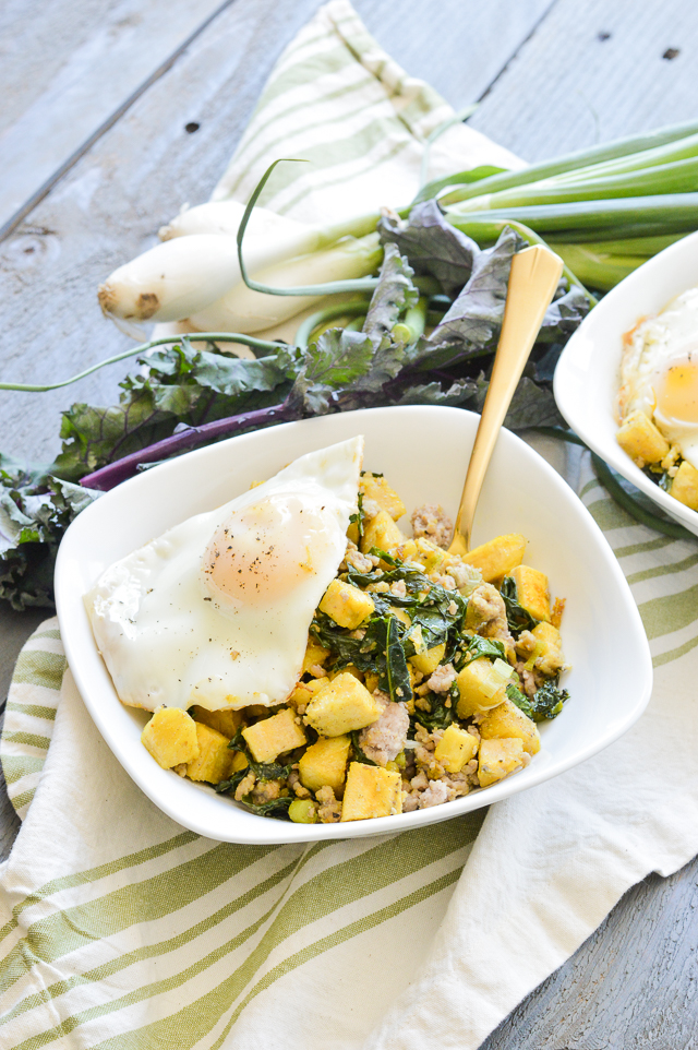 Fried Plantain and Sausage Breakfast Bowl makes for a quick, healthy gluten-free breakfast!