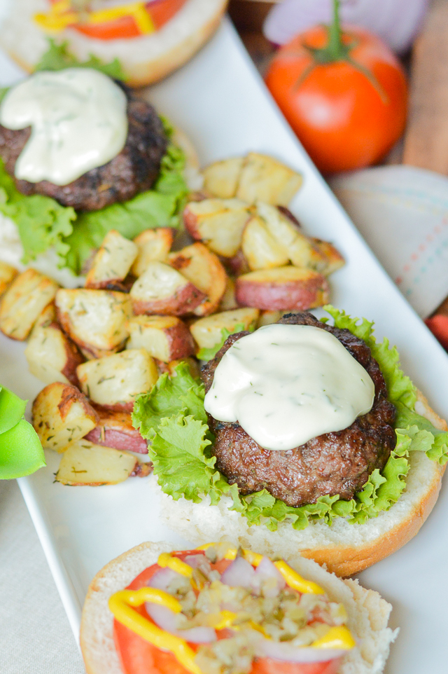 Beef Dill Burgers with Lemon Dill Mayo - Clean Eating Veggie Girl