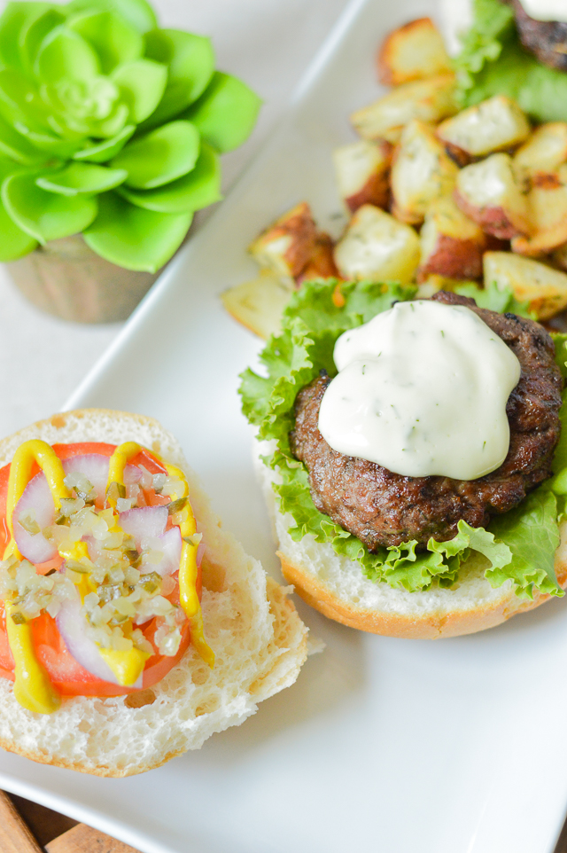 Beef Dill Burgers with Lemon Dill Mayo - Clean Eating Veggie Girl