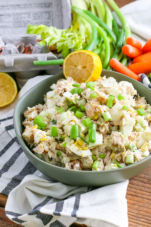 tuna egg potato salad with veggies