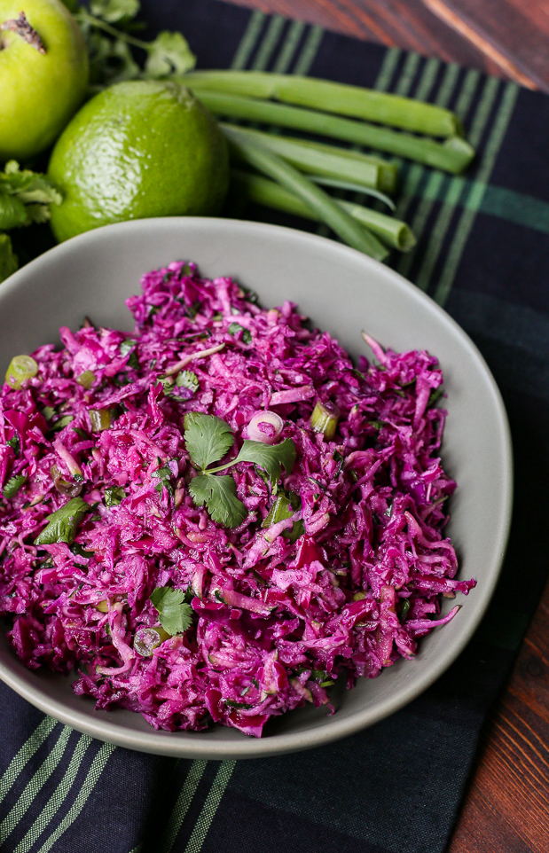 Healthy Purple Paleo Mayo-Free Coleslaw
